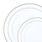 Smarty Had A Party White w/Silver Edge Rim Plastic Dinnerware Value Set (120 Dinner Plates + 120 Salad Plates), 240PK 110SVP-CASE - alternate 1